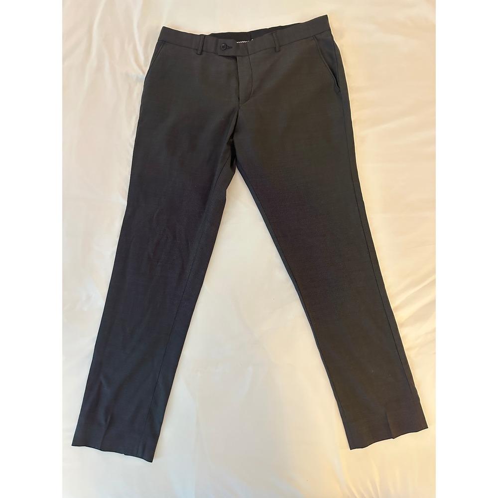 Charcoal Grey Micro Pattern Dress‎ Pants Mens 33x30 Flat Front Trousers